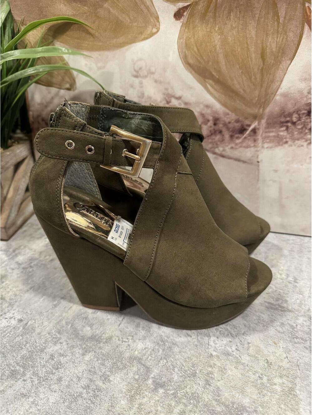 Carlos by Carlos Santana Wedge Platform Sandals – Olive Green, Size 8.5